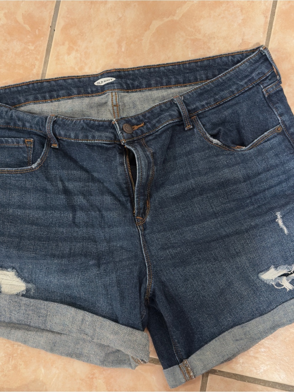 Old Navy Dark Indigo Rolled Hem Denim Shorts Size 16